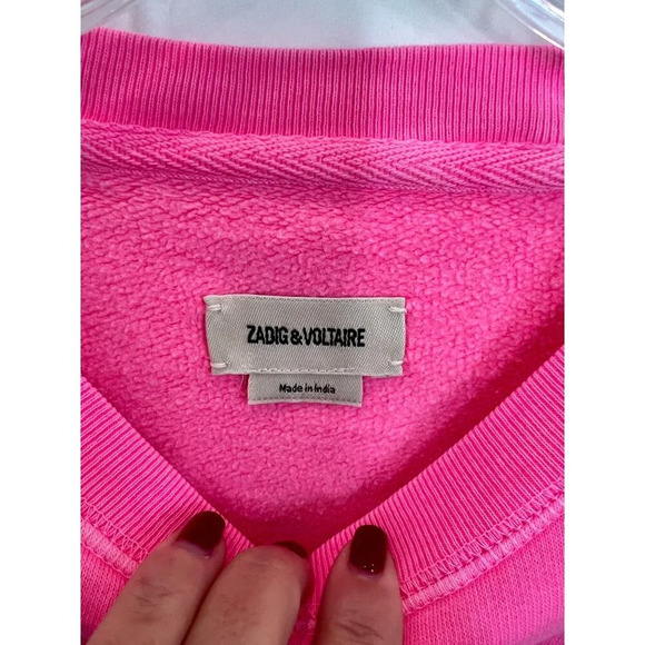 Zadig & Voltaire Upper Cotton Logo Sweatshirt IN ELECTRIC PINK NWT  - S - Picture 9 of 11